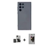 Marsilyan™- Galaxy S24 Ultra Kılıf Ahenk Serisi - Siyah Bilvis Hayalet Cam Ekran Koruyucu + Pvd Metal Kamera Lens - Dnmr