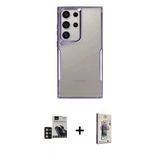 Marsilyan™- Galaxy S24 Ultra Kılıf Akış Çizgi Koleksiyonu - Siyah Bilvis 3D Cam Ekran Koruyucu + Pvd Metal Kamera Lens -