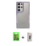 Marsilyan™- Galaxy S24 Ultra Kılıf Akış Çizgi Koleksiyonu - Siyah Bilvis 3D Cam Ekran Koruyucu + Raze Metal Kamera Lens