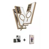 Marsilyan™- Galaxy S24 Ultra Kılıf Atlas Doku Koleksiyonu - Siyah Bilvis 3D Cam Ekran Koruyucu + Pvd Metal Kamera Lens -