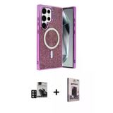 Marsilyan™- Galaxy S24 Ultra Kılıf Eksen Çizgi - Siyah Bilvis Hayalet Cam Ekran Koruyucu + Pvd Metal Kamera Lens - Dnmr