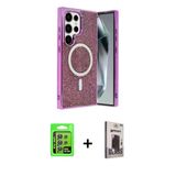 Marsilyan™- Galaxy S24 Ultra Kılıf Eksen Çizgi - Siyah Bilvis Hayalet Cam Ekran Koruyucu + Raze Metal Kamera Lens - Gı