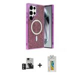 Marsilyan™- Galaxy S24 Ultra Kılıf Eksen Çizgi - Siyah Polymer Nano Ekran Koruyucu + Pvd Metal Kamera Lens - Dnmr
