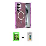 Marsilyan™- Galaxy S24 Ultra Kılıf Eksen Çizgi - Siyah Polymer Nano Ekran Koruyucu + Raze Metal Kamera Lens - Mr