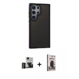 Marsilyan™- Galaxy S24 Ultra Kılıf Eksen Işık - Siyah Bilvis Hayalet Cam Ekran Koruyucu + Pvd Metal Kamera Lens - Gd