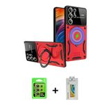 Marsilyan™- Galaxy S24 Ultra Kılıf Kıvılcım Modern Serisi - Siyah Polymer Nano Ekran Koruyucu + Raze Metal Kamera Lens -