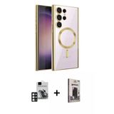 Marsilyan™- Galaxy S24 Ultra Kılıf Nova Işık Özel Seri - Siyah Bilvis Hayalet Cam Ekran Koruyucu + Pvd Metal Kamera Lens