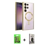 Marsilyan™- Galaxy S24 Ultra Kılıf Nova Işık Özel Seri - Siyah Bilvis Hayalet Cam Ekran Koruyucu + Raze Metal Kamera Len