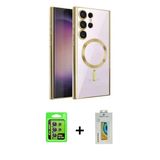 Marsilyan™- Galaxy S24 Ultra Kılıf Nova Işık Özel Seri - Siyah Polymer Nano Ekran Koruyucu + Raze Metal Kamera Lens - Mr