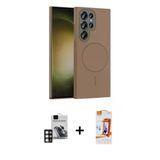 Marsilyan™- Galaxy S24 Ultra Kılıf Siluet Doku Özel Seri - Siyah Autokit 5İn1 Fiber Polymer Nano Ekran Koruyucu + Pvd Me