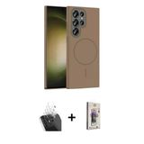 Marsilyan™- Galaxy S24 Ultra Kılıf Siluet Doku Özel Seri - Siyah Bilvis 3D Cam Ekran Koruyucu + Kamera Lens Koruma Cam -