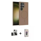 Marsilyan™- Galaxy S24 Ultra Kılıf Siluet Doku Özel Seri - Siyah Bilvis 3D Cam Ekran Koruyucu + Pvd Metal Kamera Lens -
