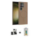 Marsilyan™- Galaxy S24 Ultra Kılıf Siluet Doku Özel Seri - Siyah Polymer Nano Ekran Koruyucu + Pvd Metal Kamera Lens - D