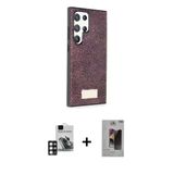 Marsilyan™- Galaxy S24 Ultra Kılıf Vadi Klasik Serisi - Siyah Bilvis Hayalet Cam Ekran Koruyucu + Pvd Metal Kamera Lens