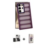 Marsilyan™- Galaxy S24 Ultra Kılıf Yadigar Doku Özel Seri - Siyah Bilvis 3D Cam Ekran Koruyucu + Pvd Metal Kamera Lens -