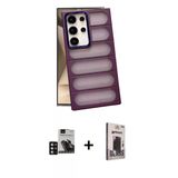 Marsilyan™- Galaxy S24 Ultra Kılıf Yadigar Doku Özel Seri - Siyah Bilvis Hayalet Cam Ekran Koruyucu + Pvd Metal Kamera L