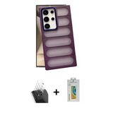 Marsilyan™- Galaxy S24 Ultra Kılıf Yadigar Doku Özel Seri - Siyah Polymer Nano Ekran Koruyucu + Kamera Lens Koruma Cam -