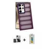Marsilyan™- Galaxy S24 Ultra Kılıf Yadigar Doku Özel Seri - Siyah Polymer Nano Ekran Koruyucu + Pvd Metal Kamera Lens -