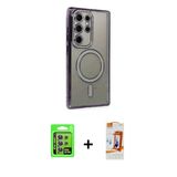 Marsilyan™- Galaxy S24 Ultra Kılıf Zirve Doku Prime - Siyah Autokit 5İn1 Fiber Polymer Nano Ekran Koruyucu + Raze Metal