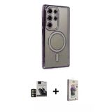 Marsilyan™- Galaxy S24 Ultra Kılıf Zirve Doku Prime - Siyah Bilvis 3D Cam Ekran Koruyucu + Pvd Metal Kamera Lens - Gd