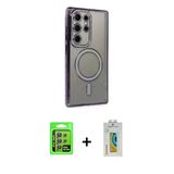 Marsilyan™- Galaxy S24 Ultra Kılıf Zirve Doku Prime - Siyah Polymer Nano Ekran Koruyucu + Raze Metal Kamera Lens - Gı