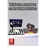 Marsilyan Gamer Oyuncu Seti Bluetooth Kulaklık Ucuz Kaliteli Yeni Nesil Akıllı Saat - 01P-Pembe
