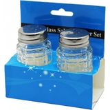 Marsilyan Glass Salt 2li Kabartmalı Metal Kapaklı Yuvarlak Cam Tuzluk - Baharatlık (4887) - 1