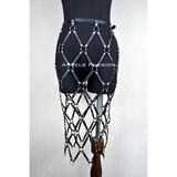 Marsilyan Harness Etek, Deri Örgü Harness Etek, Şık Tayt Üzeri Etek - BRF410 - Siyah