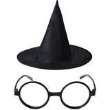 Marsilyan™- Harry Potter Büyücü Şapkası ve Harry Potter Büyücü Gözlüğü Siyah Renk - Renkli - standart