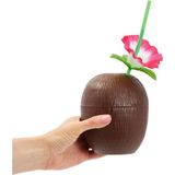 Marsilyan Hindistan Cevizi Hawaii Luau Aloha Pipetli Içecek Kabı Bardak 10X13 cm 1 Adet - Renkli - standart