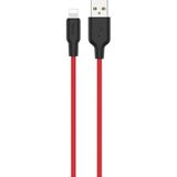Marsilyan Hoco X21 Plus USB To iPhone Lightning Silikon Hızlı Şarj ve Data KABLOSU-(5775) - Siyah - Kırmızı