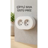 Marsilyan™- Ikili Beyaz Topraklı Priz Modern Sıva Üstü Tasarım Duvar Elektrik Prizi - Renkli - Standart
