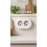 Marsilyan™- Ikili Beyaz Topraklı Sıva Üstü Priz - Modern Elektrik Çiftli Priz - Renkli - Standart