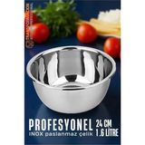Marsilyan Inox Kase - 24 cm 1.6 Litre Karıştırma Kabı Profesyonel 304 Paslanmaz Çelik - Renkli