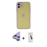 Marsilyan™- İphone 11 Kılıf Ahenk Çizgi Serisi - Şeffaf Pasifik Cam Ekran Koruyucu + Raze Metal Kamera Lens - Mr