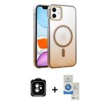 Marsilyan™- İphone 11 Kılıf Ahenk Doku Özel Seri - Şeffaf Royal Nano Ekran Koruyucu + Pvd Metal Kamera Lens - Tu