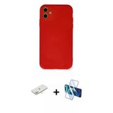 Marsilyan™- İphone 11 Kılıf Ahenk Serisi - Siyah 3D Antistatik Cam Ekran Koruyucu + Renkli Kamera Lens Koruma Cam - Yl