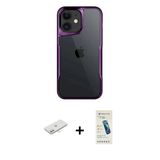 Marsilyan™- İphone 11 Kılıf Akış Çizgi Koleksiyonu - Şeffaf Pasifik Cam Ekran Koruyucu + Renkli Kamera Lens Koruma Cam -