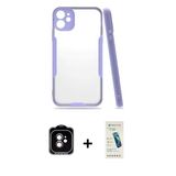 Marsilyan™- İphone 11 Kılıf Atlas Asil Serisi - Şeffaf Pasifik Cam Ekran Koruyucu + Pvd Metal Kamera Lens - Tu