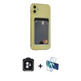 Marsilyan™- İphone 11 Kılıf Doruk Klasik Koleksiyonu - Siyah 3D Antistatik Cam Ekran Koruyucu + Pvd Metal Kamera Lens -