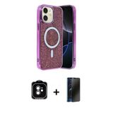 Marsilyan™- İphone 11 Kılıf Eksen Çizgi - Siyah 3D Antistatik Hayalet Cam Ekran Koruyucu + Pvd Metal Kamera Lens - Tu