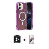 Marsilyan™- İphone 11 Kılıf Eksen Çizgi - Siyah Bilvis 3D Mat Cam Ekran Koruyucu + Pvd Metal Kamera Lens - Yl