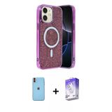 Marsilyan™- İphone 11 Kılıf Eksen Çizgi - Siyah Bilvis 5İn1 3D Magic Cam Ekran Koruyucu + Neon Fosforlu Kamera Lens - Tu