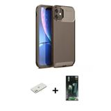 Marsilyan™- İphone 11 Kılıf Eksen Form Prime - Şeffaf 360 Full Body Arka Koruyucu + Renkli Kamera Lens Koruma Cam - Tu