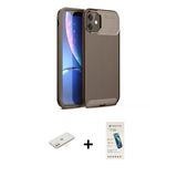 Marsilyan™- İphone 11 Kılıf Eksen Form Prime - Şeffaf Pasifik Cam Ekran Koruyucu + Renkli Kamera Lens Koruma Cam - Sı