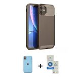 Marsilyan™- İphone 11 Kılıf Eksen Form Prime - Şeffaf Royal Nano Ekran Koruyucu + Neon Fosforlu Kamera Lens - Tu