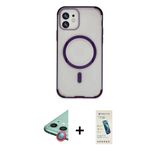 Marsilyan™- İphone 11 Kılıf Eksen Klasik Koleksiyonu - Şeffaf Pasifik Cam Ekran Koruyucu + Raze Metal Kamera Lens - Kı