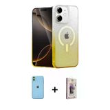 Marsilyan™- İphone 11 Kılıf Eksen Minimal Özel Seri - Siyah Bilvis 3D Cam Ekran Koruyucu + Neon Fosforlu Kamera Lens - Y
