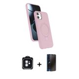 Marsilyan™- İphone 11 Kılıf İz Işık Koleksiyonu - Siyah 3D Antistatik Hayalet Cam Ekran Koruyucu + Pvd Metal Kamera Lens