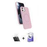 Marsilyan™- İphone 11 Kılıf İz Işık Koleksiyonu - Siyah Bilvis 5İn1 5D Magic Hayalet Cam Ekran Koruyucu + Kamera Lens Ko